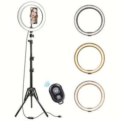 China ABS+ EVA Selfie Ring Light With Adjustable Tripod Stand and Phone Holder, 3200-5800K Dimmable Led 10 Inch Lights for Live Makeup Photog for sale