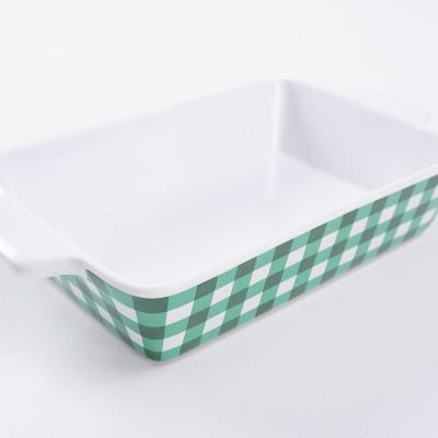 China 2020 Viable Modern Stoneware Pan Ceramic Baking Dishes Cake Kitchenware Dessert Dish With Handle for sale