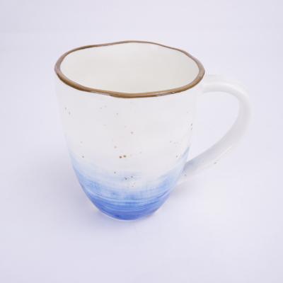 China Viable Porcelain Tableware Factory 350ml Hand Painted Mug For Hotel Porcelain Mug for sale