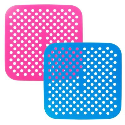 China Viable 8.5 Inch BPA Free Square Perforated Basket Mats Replacement Air Fryer Mats Non-Stick Air Fryer Accessories For Parchment Paper for sale