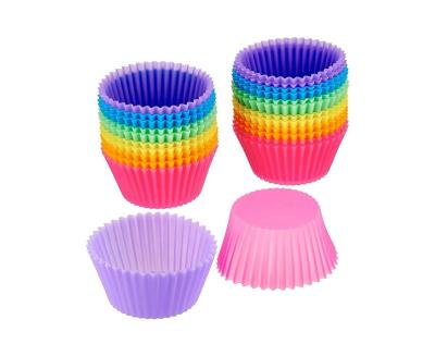 China 36 Pack Silicone Cupcake Cup Non-Stick Sustainable Cake Molds Sets Multicolor Reusable Silicone Baking Cups For Muffin Liners for sale