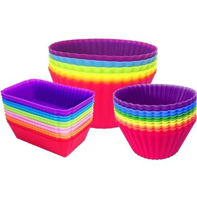 China Customized Muti Viable Colors Reusable Non Stick Silicone Cake Cup Cupcake Baking Liners For Silicone Cupcake Baking Rack for sale