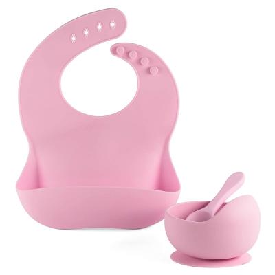 China Made from 100% Waterproof Food Grade Silicone Baby Feeding Sets 100% Adjustable Fit Baby Rolls with Suction Baby Feeding Supplies for sale