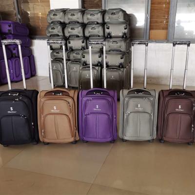 China Polyester Spot Goods In Cloth Embroidery 2 Wheel Travel Running Business Bag Sets Cheap Trolley Suitcase Bag Luggage Set for sale