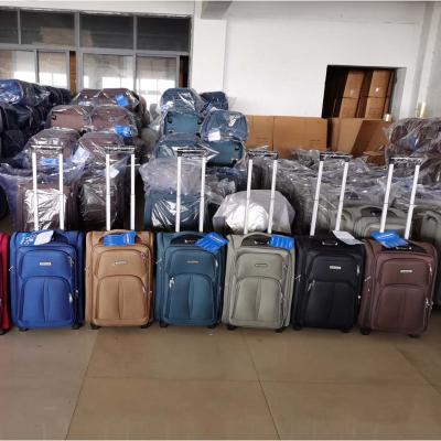 China Polyester Spot Goods In Cloth Embroidery 2 Wheel Travel Running Business Bag Sets Cheap Trolley Suitcase Bag Luggage Set for sale