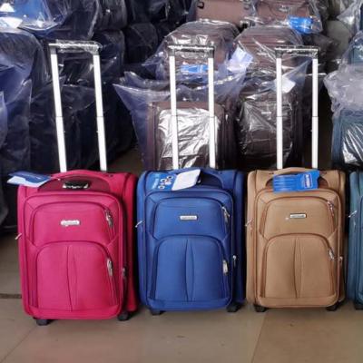 China Polyester Spot Goods In Cloth Embroidery 2 Wheel Travel Running Business Bag Sets Cheap Trolley Suitcase Bag Luggage Set for sale