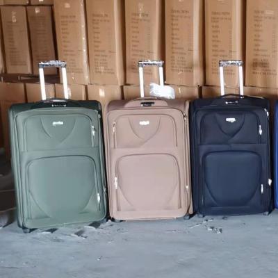 China Polyester Spot Goods In Cloth Embroidery 2 Wheel Travel Running Business Bag Sets Cheap Trolley Suitcase Bag Luggage Set for sale