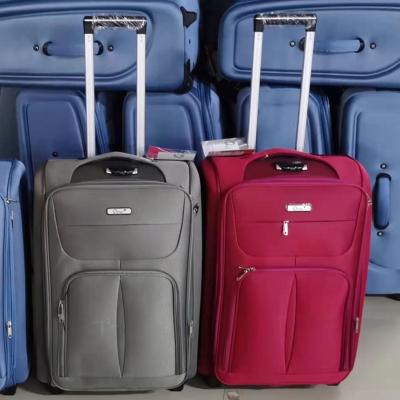 China Polyester Spot Goods In Cloth Embroidery 2 Wheel Travel Running Business Bag Sets Cheap Trolley Suitcase Bag Luggage Set for sale