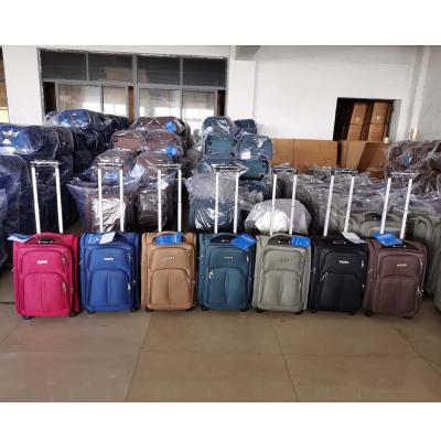 China Polyester Spot Goods In Cloth Embroidery 2 Wheel Travel Running Business Bag Sets Cheap Trolley Suitcase Bag Luggage Set for sale