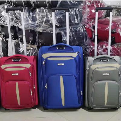 China Polyester Spot Goods In Cloth Embroidery 2 Wheel Travel Running Business Bag Sets Cheap Trolley Suitcase Bag Luggage Set for sale