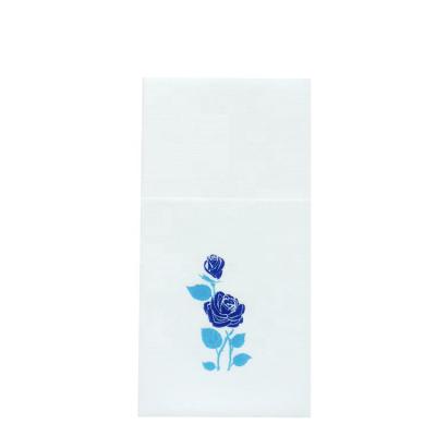 China Printed Rose Flower Pattern Disposable Airlaid Dinner Napkins With Cutlery Pocket for sale