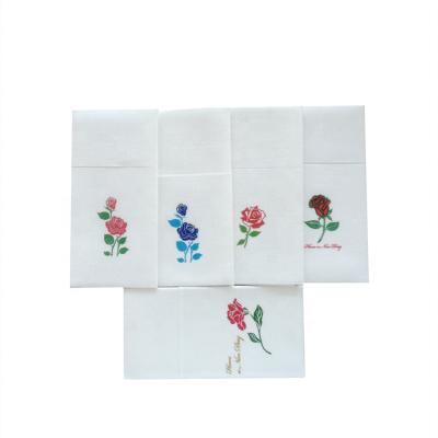 China Custom Printed Logo Rose Flower Pattern Airlaid Dinner Napkins for sale