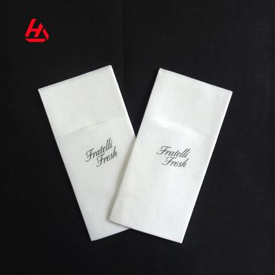 China Hot Selling Table Printed High Quality White Pocket Napkins Disposable Plastic Forks With Napkins for sale