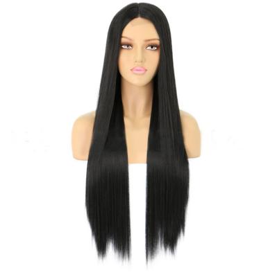 China The other long straight wig headgear chemical fiber lace front female wigs European and American wig border for sale