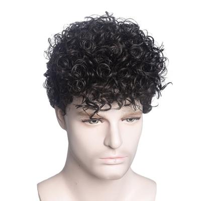 China Handsome European and American fluffy realistic short curly headgear of others wig men's wig fashion chemical fiber wig for sale