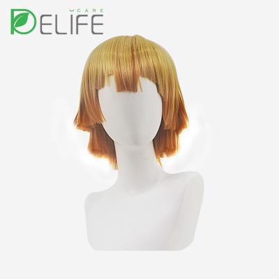 China Other Animation Yellow Orange Short Cosplay Wig Gradient Straight Hair With Strokes Gradient Color Wig for sale