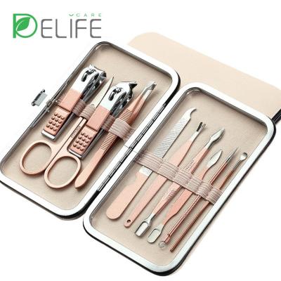 China Fashionalbe Professional Manicure Set Pedicure Kit Stainless Steel Nail Clippers Light And Beautiful Travel Kit With Case for sale