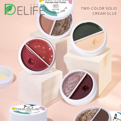 China Nail Glue Phototherapy Nail Polish Solid Glue Solid Color Nail Polish Two Color Long Lasting UV And Water Proof Store for sale