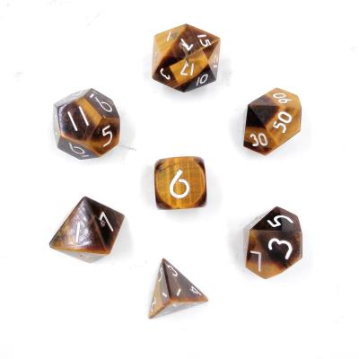 China Table Game MBWS Custom Gemstone Tiger's Eye Polyhedral Playing Dice Set for sale