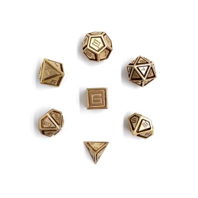 China Table Game MBWS CNC Machining Caged Brass Polyhedral Custom DND Metal Game Dies Set for sale