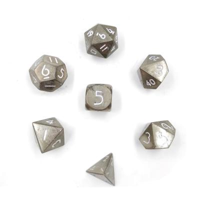 China Table Game MBWS Gemstone Handmade Custom Pyrite Polyhedral Gambling Dice Set for sale