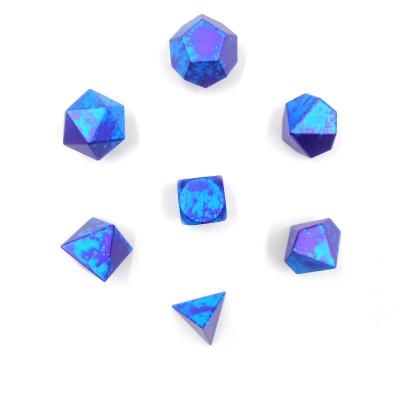 China Popular MBWS CNC Machine Dark Blue and Colorful Polyhedral Teal Dice Set Custom Dies Game Dice for sale