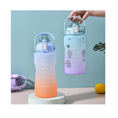 China Mobile Phone 8022 1500ml Single Wall Support Amazon Gradient Frosted Large Capacity Sports Kettle Straw Cup Space Plastic Water Cup Bottle for sale