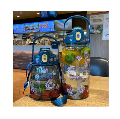 China Mobile Phone 8024 2000ml Space Support Amazon Gradient Large Capacity Sports Kettle Viable Straw Cup Plastic Water Cup Bottle for sale