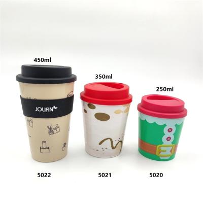 China 5021 8Oz 12oz 16oz Reusable Single Wall Coffee Mug Single Layer PP Plastic Coffee Cup With Lid Support Color Sign Printing BPA Free for sale