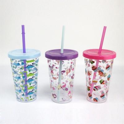 China 6160-1 20oz Lid Drinking Water Cup Single Layer Single Wall Flat Cup Plastic Cold Straw Logo Print Lid Straw Custom for sale