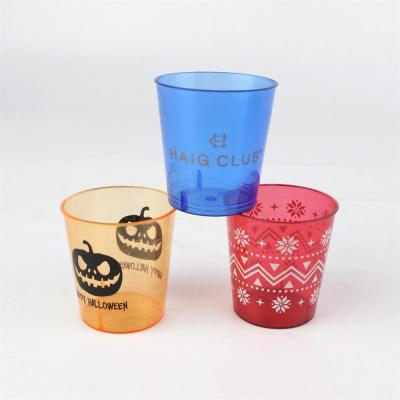 China 6017 1oz Mini Whiskey Wine Cup Color Single Wall Disposable Sign Personalized Short Cup Party Drinks Plastic Cup for sale