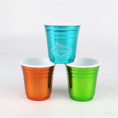 China 6016 2oz Mini Whiskey Wine Glass Cup Double Layer PP Party Cup Single Wall Support Customization Red Single Wall Laser Glare for sale