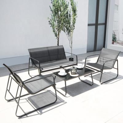 China Modern Outdoor Furniture New Design Garden Cafe Sofa Set With Glass Table for sale