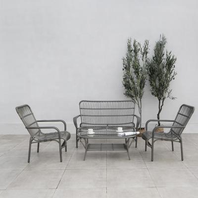 China Modern Aluminum Frame Table And Outdoor Wicker Cheap Chairs Set for sale