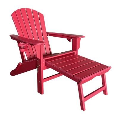 China HDPE Outdoor Folding Weather Furniture HDPE Plastic Adirondack Chair with Footstool for Outdoor Furniture Patio Garden for sale