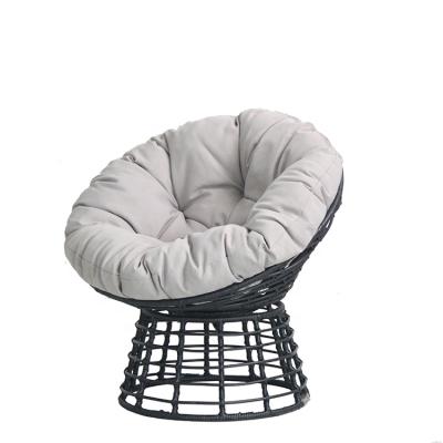 China Rattan Weather Outdoor Furniture Outdoor And Indoor Swivel Around Moon Shaped Chair For Garden Patio Bistros for sale