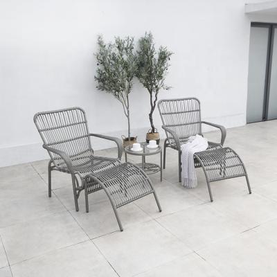 China New Modern Style Outdoor Garden Table and Rattan Chair Set with Footstool for Cheap Patio and Bistros for sale