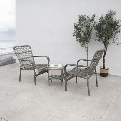 China Modern Aluminum Rattan Stacking Chair Set Outdoor Garden 3 Patio Furniture for sale