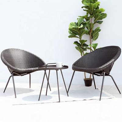 China Modern All-Iron Rattan Bistros Three Piece Dining Set Table And Garden Chair for sale