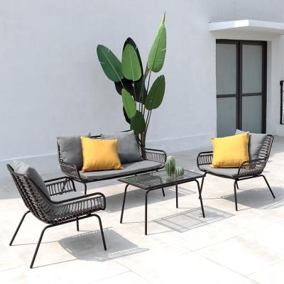 China Modern Patio Outdoor Conversation Wicker Bistro Sofa Set for sale