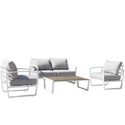 China Modern Backyard Patio Furniture Aluminum Outdoor Sofa Set With Table for sale