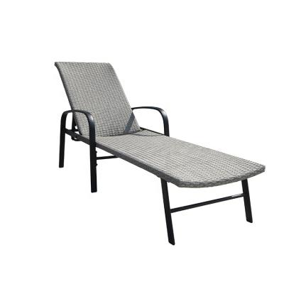 China Modern Portable Outdoor Steel Rattan Sling Beach Reclining Lounge Chair for sale