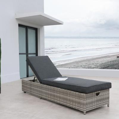 China Modern Adjustable Backrest Wicker Daybed Outdoor Rattan Reclinning Sofa Sun Lounger for sale