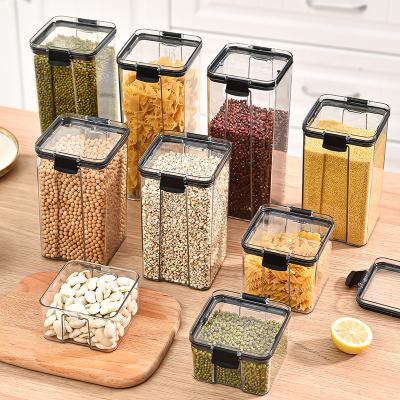 China Airtight Buckle Lid Freshness Preservation Storage Jars Clear Plastic Container Box For Kitchen Organization for sale