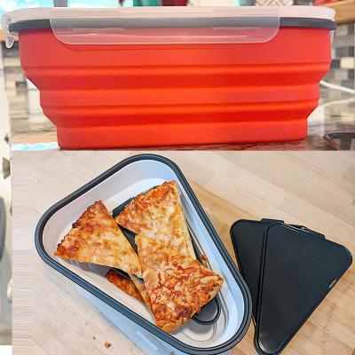 China Sustainable Reusable Pizza Storage Container With 5 Serving Trays Microwavable Adjustable Silicone Pizza Container for sale