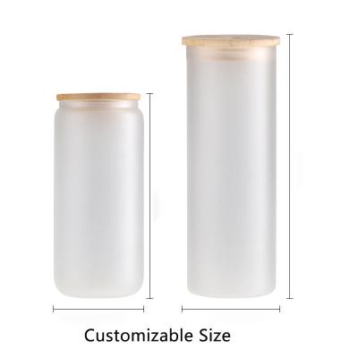 China Sustainable Bamboo Tumbler 12OZ 16OZ 18OZ Lids Borosilicate Glass Mug With Plastic Straw For Beer Customized Logo And Size For DIY Gift for sale