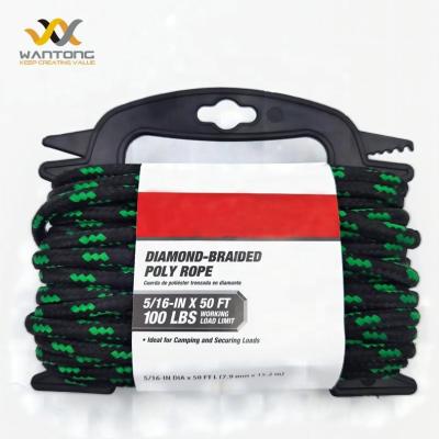 China light & box & Hot-selling Durable Multifunctional Polypropylene 16 Strand Diamond Braided Rope for sale