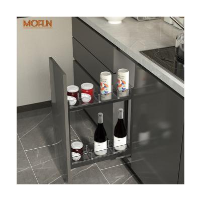 China Kichen Cabinet Storage Basket MOFLN Kitchen Storage 300M Pull Out Dark Gray Flat Basket - Power Liner AG30230 for sale