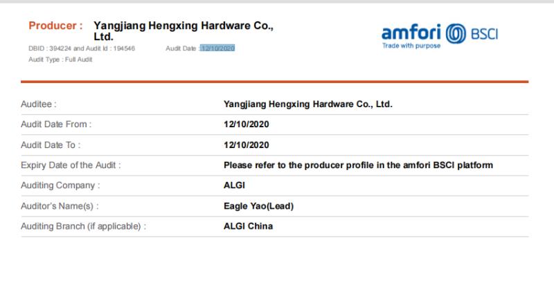 BSCI - Yangjiang Hengxing Hardware Co., Ltd.