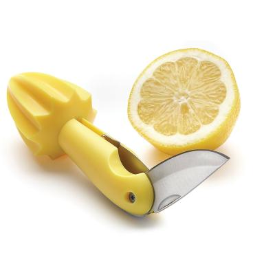 China Stocked 2CR14 Stainless Steel Customized Multifunctional Lemon Knife With Lemon Squeezer for sale